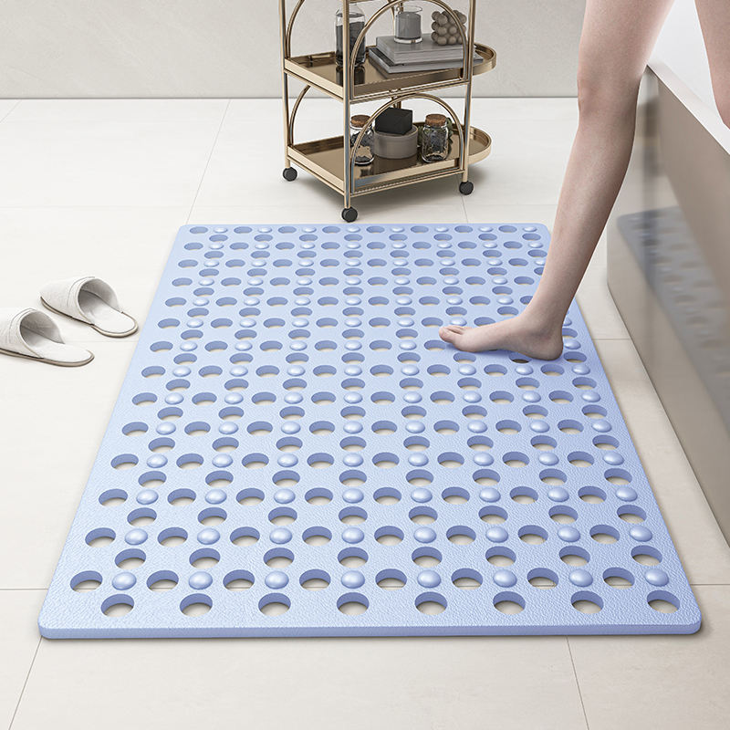 Large Hole Eco-friendly PVC Non-Slip Mat - Suction Cup, Thickened, Hollow Drainage for Bathroom & Toilet