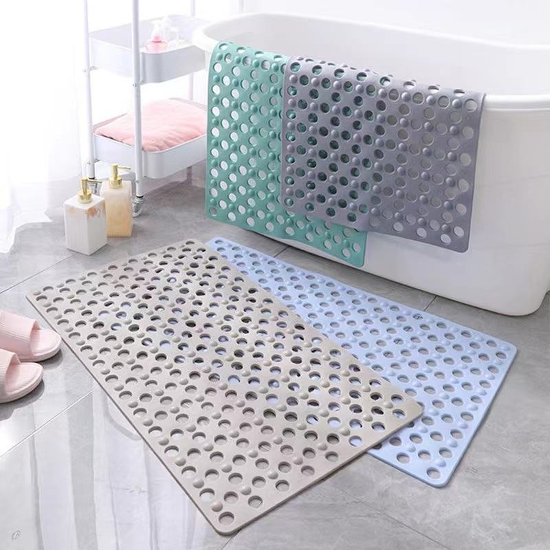 Large Hole Eco-friendly PVC Non-Slip Mat - Suction Cup, Thickened, Hollow Drainage for Bathroom & Toilet