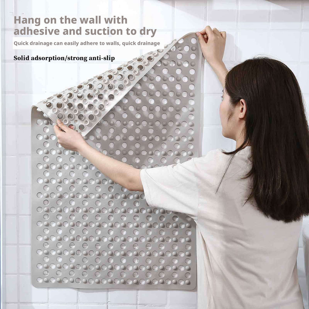 Large Hole Eco-friendly PVC Non-Slip Mat - Suction Cup, Thickened, Hollow Drainage for Bathroom & Toilet