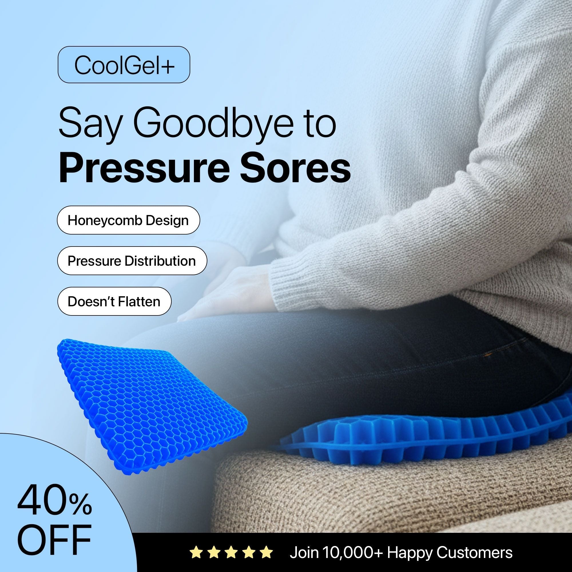 Honeycomb Gel Seat Cushion | Pressure Relief & Cool Comfort