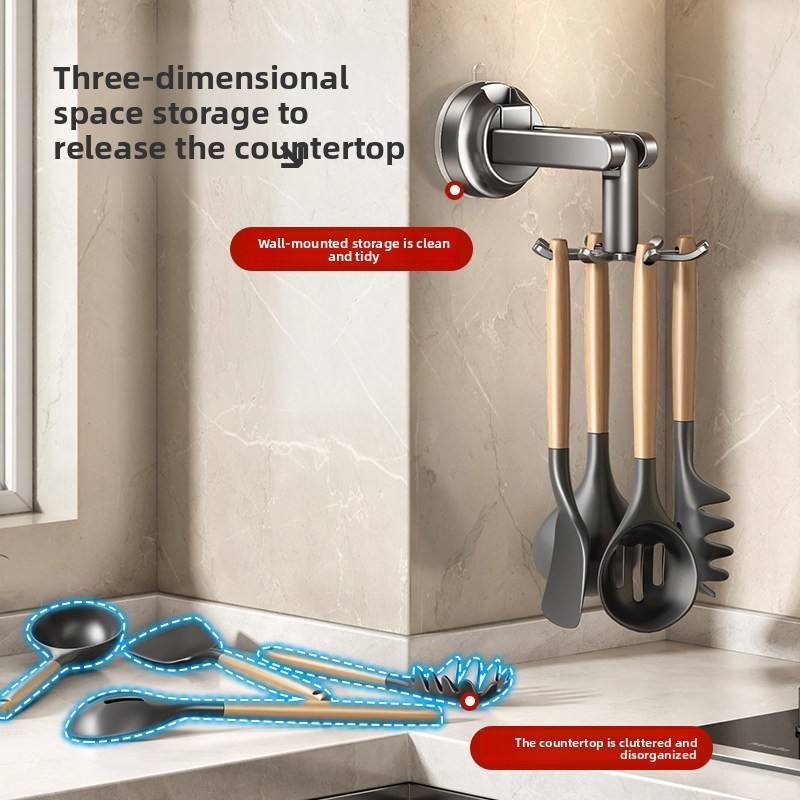 Final 4 Hours: 35%OFF 🔥Single Tier Suction Cup Octopus Kitchen Hook - No-Drill Wall-Mounted Spoon and Spatula Storage Organizer