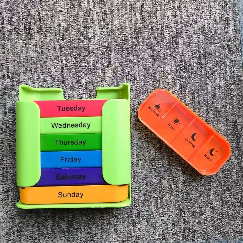 Portable 7-Day Medicine Box - 28 Compartments Custom Food-Grade Plastic Weekly Pill Storage Box