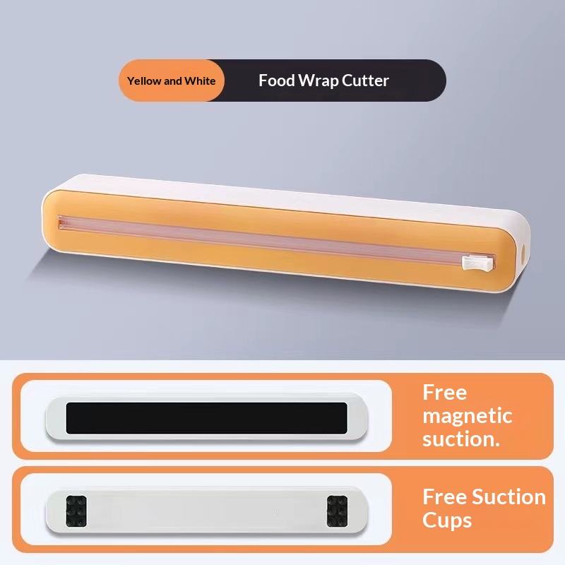 2 in 1 Food Film Dispenser Wrap Dispenser With Cutter Storage Box - Cuts Cling Film & Aluminum Foil, Adjustable