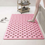 Large Hole Eco-friendly PVC Non-Slip Mat - Suction Cup, Thickened, Hollow Drainage for Bathroom & Toilet