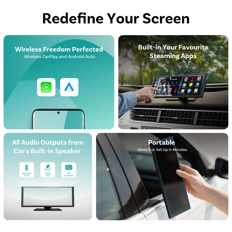 🔥50% OFF! 🔥11.4 Inch 4K Ultra HD Portable Car Touch Screen, Wireless CarPlay & Android Auto GPS Navigator, Worldwide Map Navigation, Plug & Play Car Entertainment Display with Netflix YouTube Support & 1-Year Warranty
