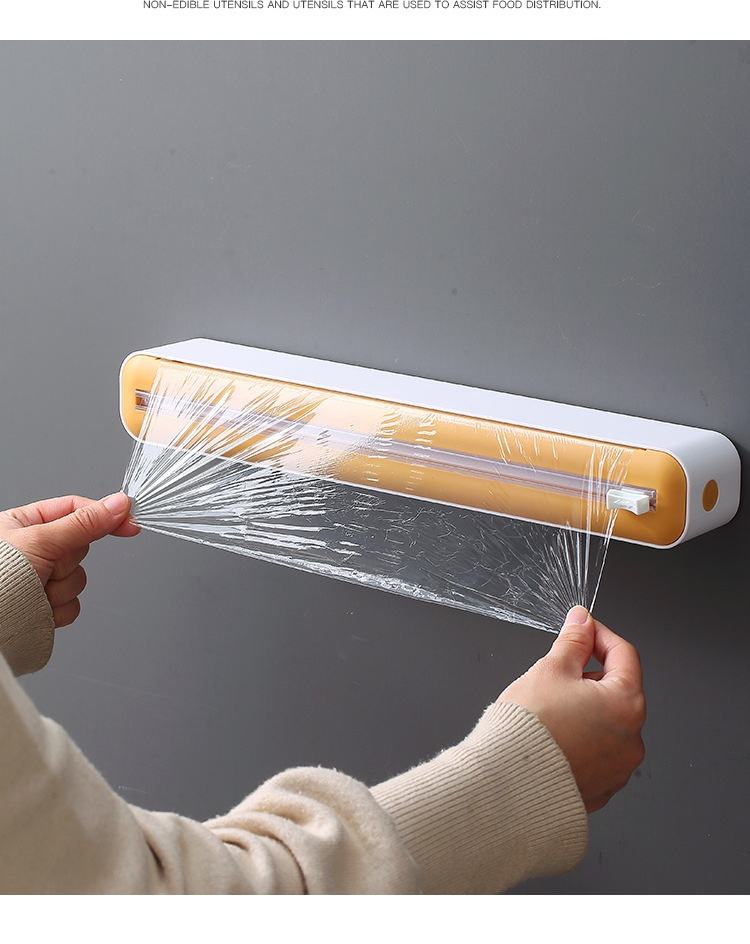 2 in 1 Food Film Dispenser Wrap Dispenser With Cutter Storage Box - Cuts Cling Film & Aluminum Foil, Adjustable