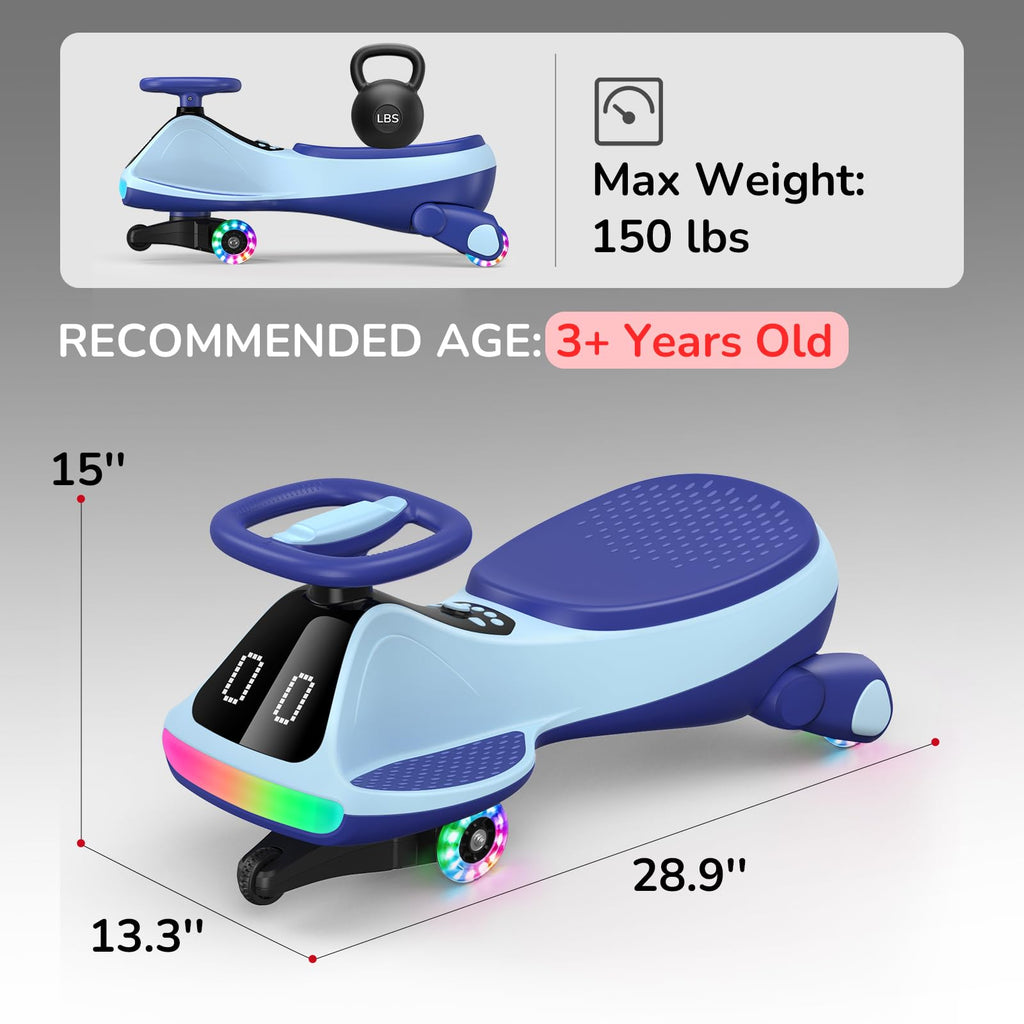 🔥Limited-Time Offer🔥12V Dual Mode Electric Wiggle Car: Swing Ride-On Toy with LED Lights, Bluetooth Music & Anti-Rollover