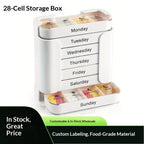 Portable 7-Day Medicine Box - 28 Compartments Custom Food-Grade Plastic Weekly Pill Storage Box