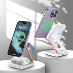 3 In 1 Magnetic Wireless Charger Stand 15W Fast Charging Dock | For iPhone 17/16/15-12, Apple Watch Ultra/11-2, AirPods Pro 4-2