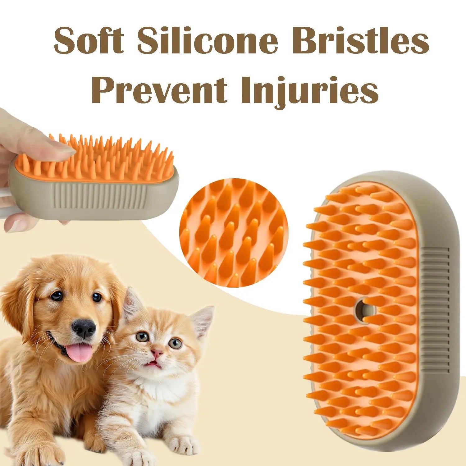 3 in 1 Pet Steam Brush | Rechargeable, Self-Cleaning, Deshedding & Massage Tool for Dogs & Cats