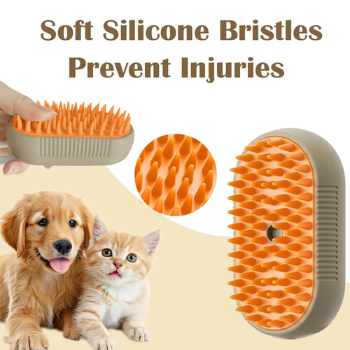 3 in 1 Pet Steam Brush | Rechargeable, Self-Cleaning, Deshedding & Massage Tool for Dogs & Cats