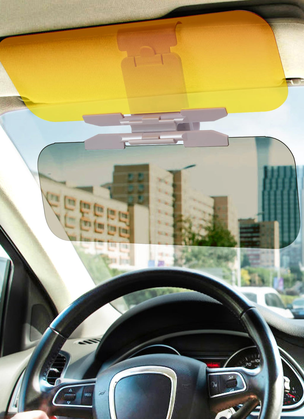 Car Anti-glare Driver Eye Protection Sun Visor Goggles - Yellow/Green, Day/Night Dual Use, Universal Fit