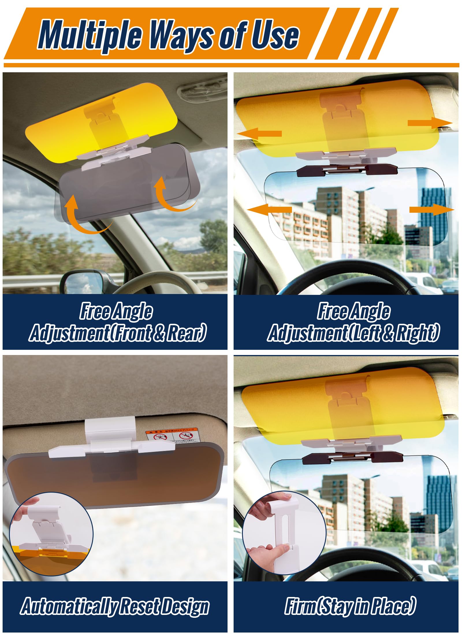 Car Anti-glare Driver Eye Protection Sun Visor Goggles - Yellow/Green, Day/Night Dual Use, Universal Fit