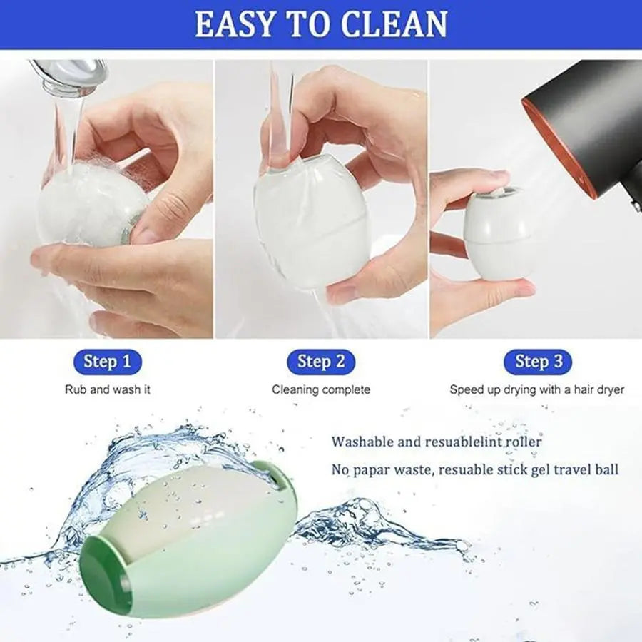 Portable Reusable Lint Roller | Washable Hair Remover, Strong Adhesive for Clothes & Pet Fur, Home Travel Lint Brush