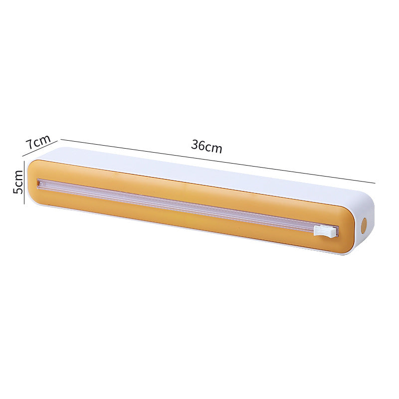 2 in 1 Food Film Dispenser Wrap Dispenser With Cutter Storage Box - Cuts Cling Film & Aluminum Foil, Adjustable