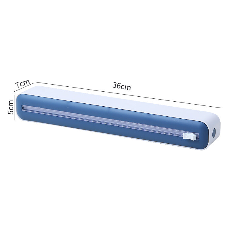 2 in 1 Food Film Dispenser Wrap Dispenser With Cutter Storage Box - Cuts Cling Film & Aluminum Foil, Adjustable
