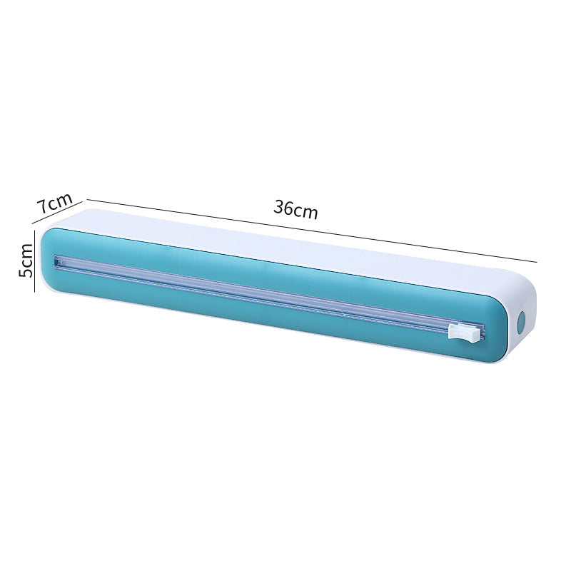2 in 1 Food Film Dispenser Wrap Dispenser With Cutter Storage Box - Cuts Cling Film & Aluminum Foil, Adjustable