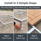 Quick-Assemble WPC Decking Kit Aluminum Adjustable Support Terrace Flooring System