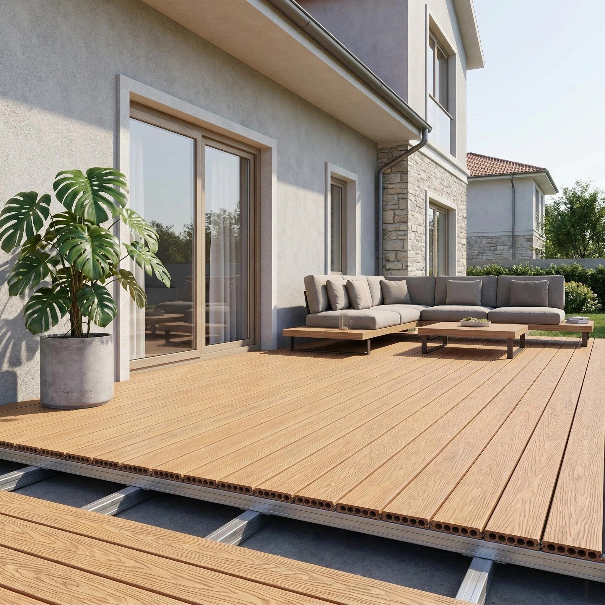 Quick-Assemble WPC Decking Kit Aluminum Adjustable Support Terrace Flooring System