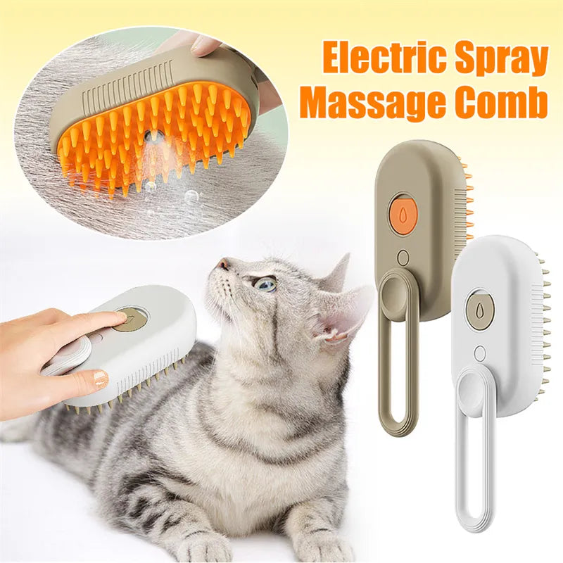 3 in 1 Pet Steam Brush | Rechargeable, Self-Cleaning, Deshedding & Massage Tool for Dogs & Cats