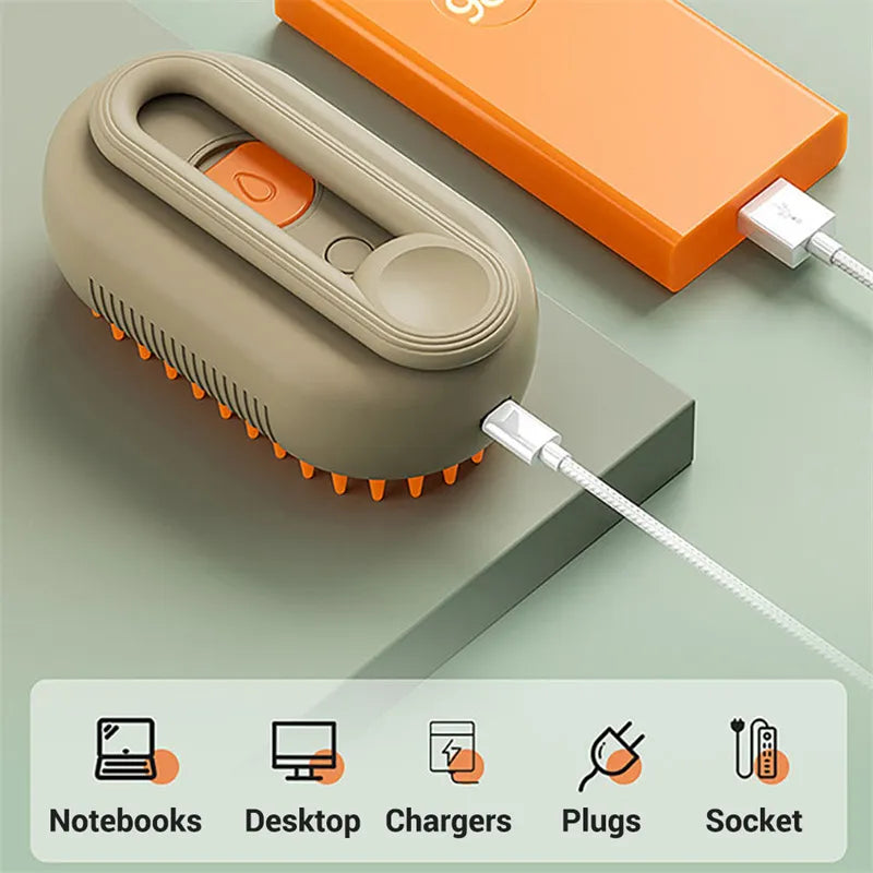 3 in 1 Pet Steam Brush | Rechargeable, Self-Cleaning, Deshedding & Massage Tool for Dogs & Cats