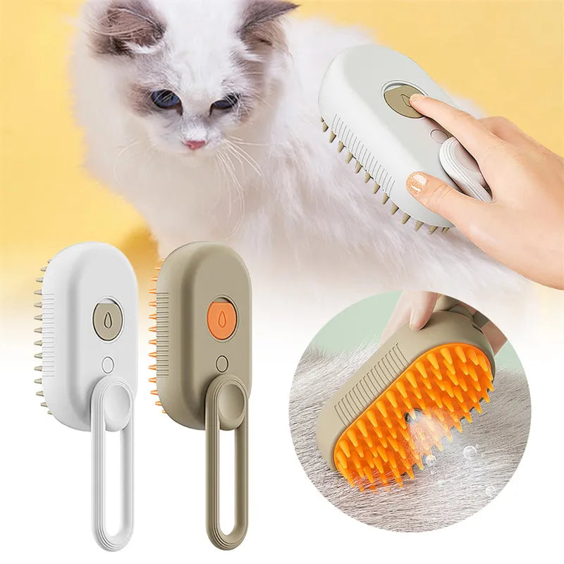 3 in 1 Pet Steam Brush | Rechargeable, Self-Cleaning, Deshedding & Massage Tool for Dogs & Cats