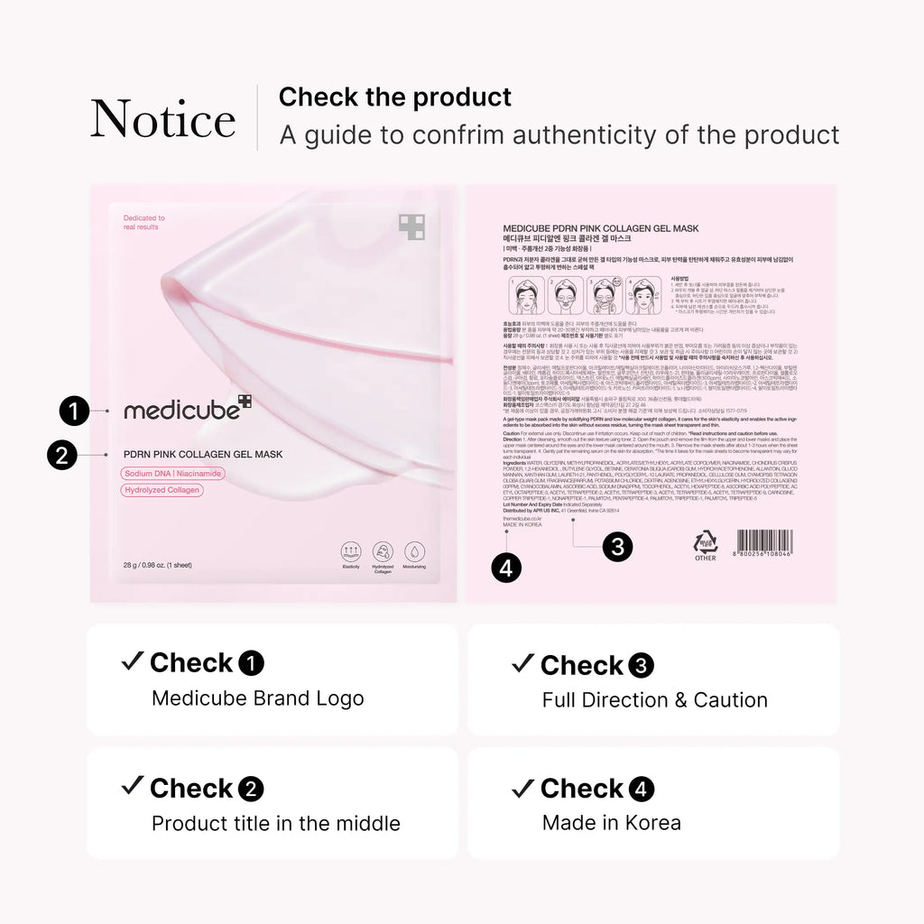Medicube PDRN Pink Collagen Gel Mask (4 Sheets) | Salmon DNA Pink Glow