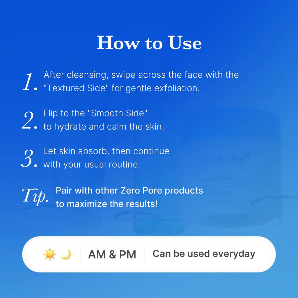Medicube Zero Pore Pads (AHA+BHA) – Exfoliating Toner Pads