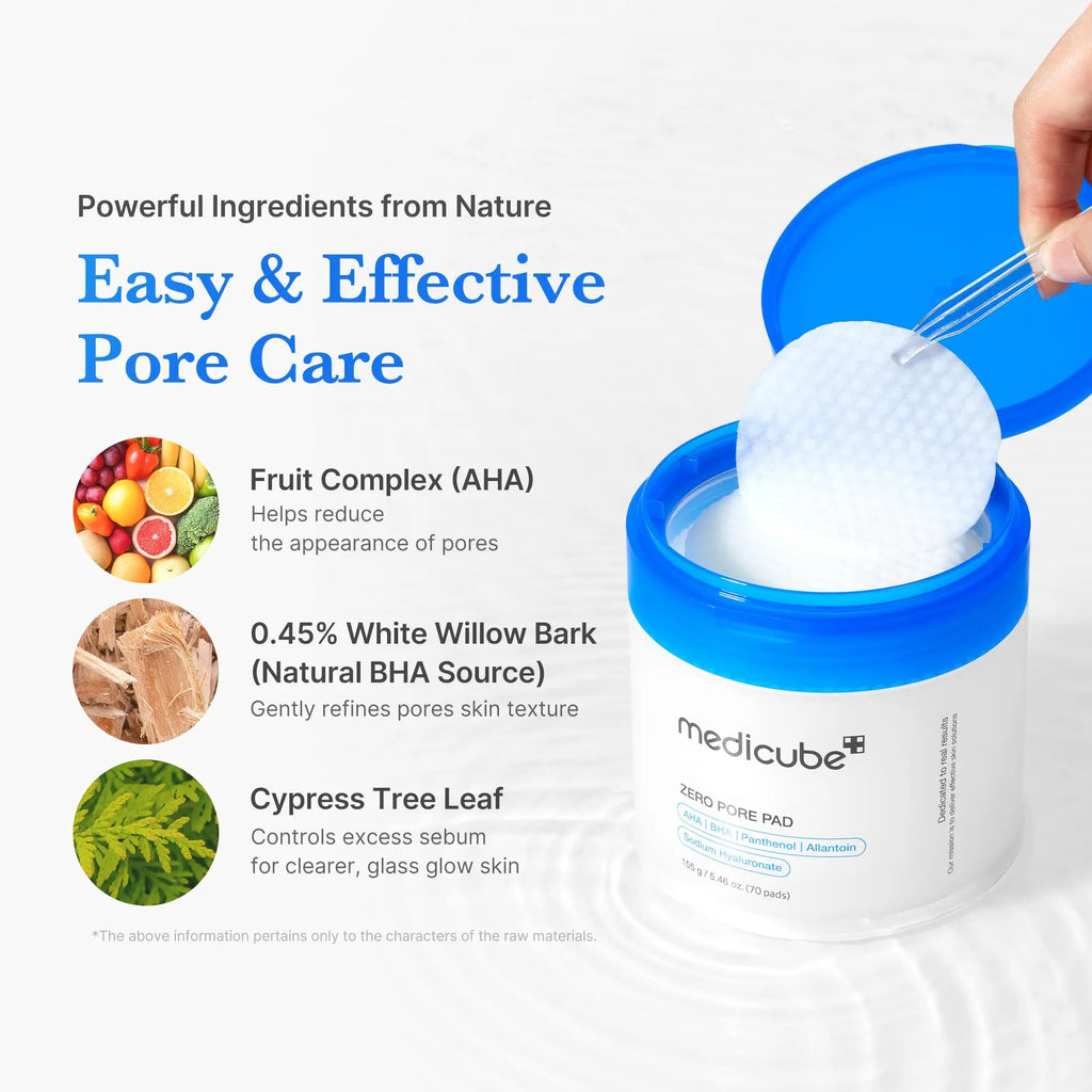 Medicube Zero Pore Pads (AHA+BHA) – Exfoliating Toner Pads